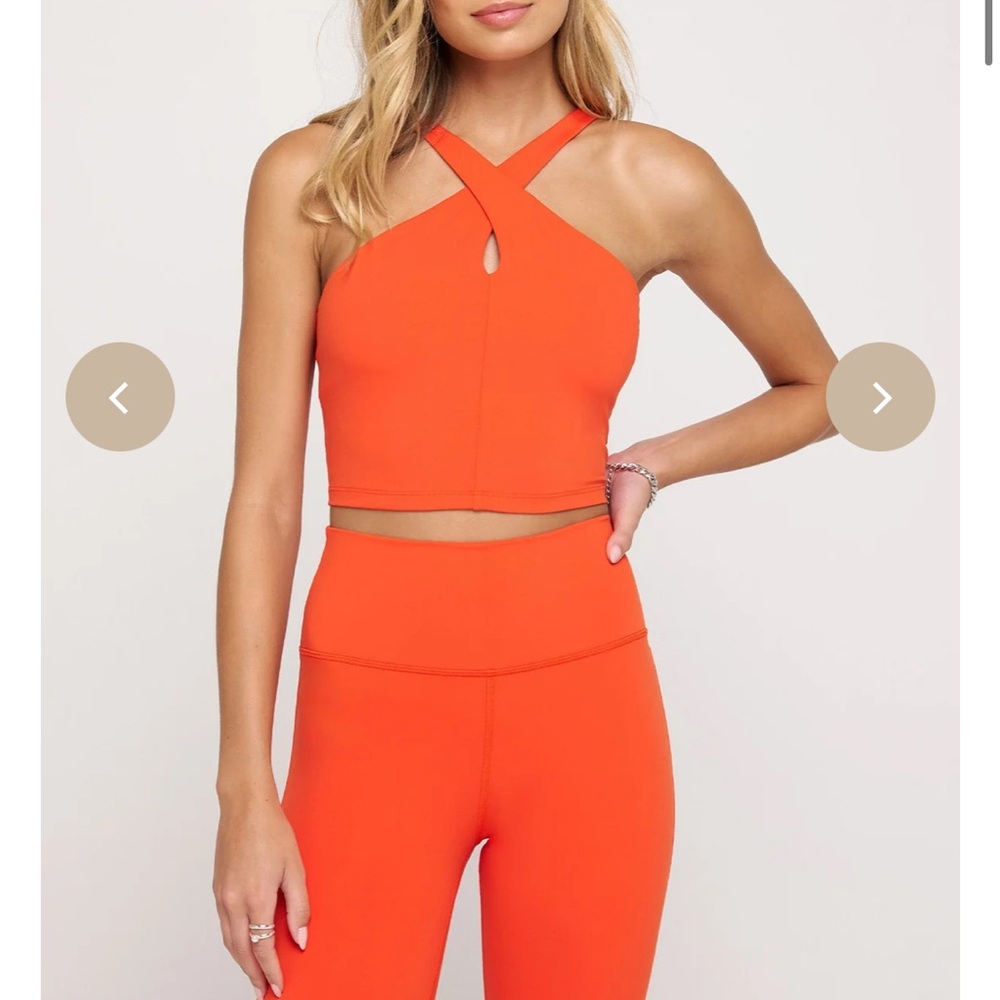 Spiritual Gangster Vibrant Orange Cross-Back Crop Top